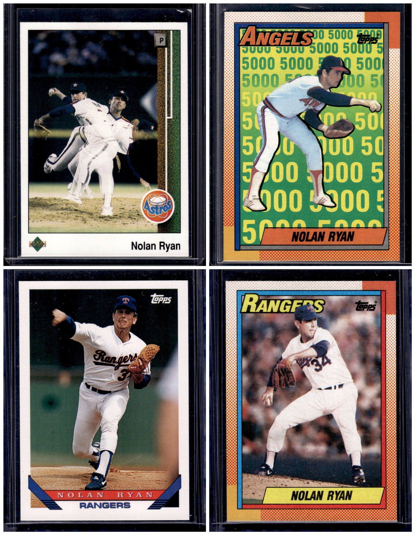 Lot of 4 Nolan Ryan Baseball Cards. All Different, Late 80s & Early 90s (1 of 2)
