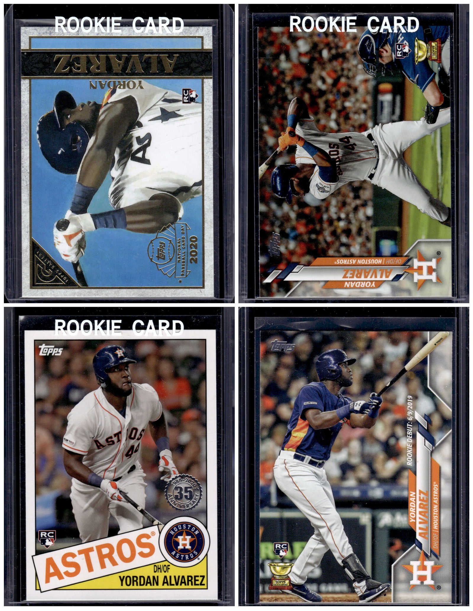 Lot of 4 Yordan Alvarez Rookie Cards. All Topps, All Different (1 of 2)