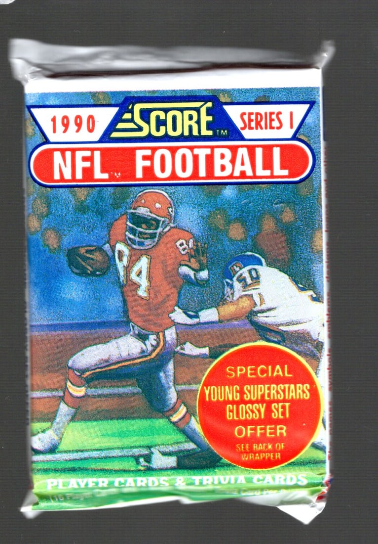 1990 Score Series 1 Vintage Football Card Factory Sealed Retail Box Pack Sports Card: Score Vintage Football Rookie NFL Trading & Sports Cards, Emmitt Smith, Bo Jackson, Barry Sanders, Joe Montana, Jerry Rice, Old Sports Cards for Sale Near Me, Super Bowl & Hall of Fame Players, Valuab