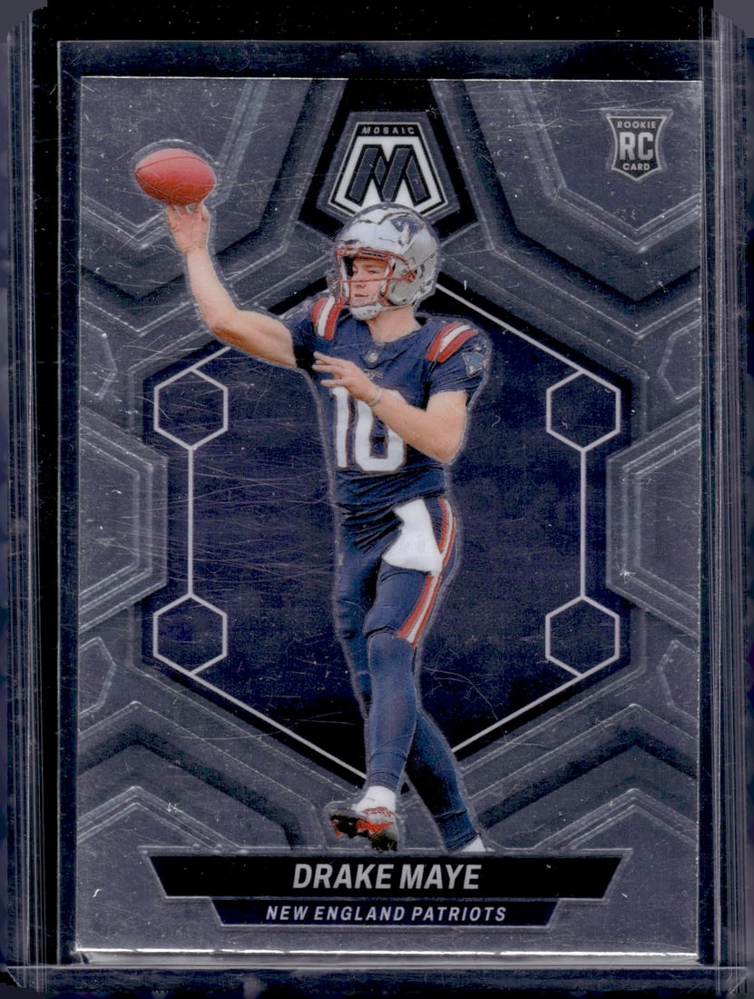 Drake Maye Rookie Card 2024 Mosaic #303 New England Patriots: Panini Select, Prizm, Mosaic, Contenders, Zenith, Phoenix, Illusions, Absolute, Rookie NFL Sports Trading Cards, SP, SSP, Cards, Football Cards for Sale Near Me, Superbowl & Hall of Fame Player Cards,