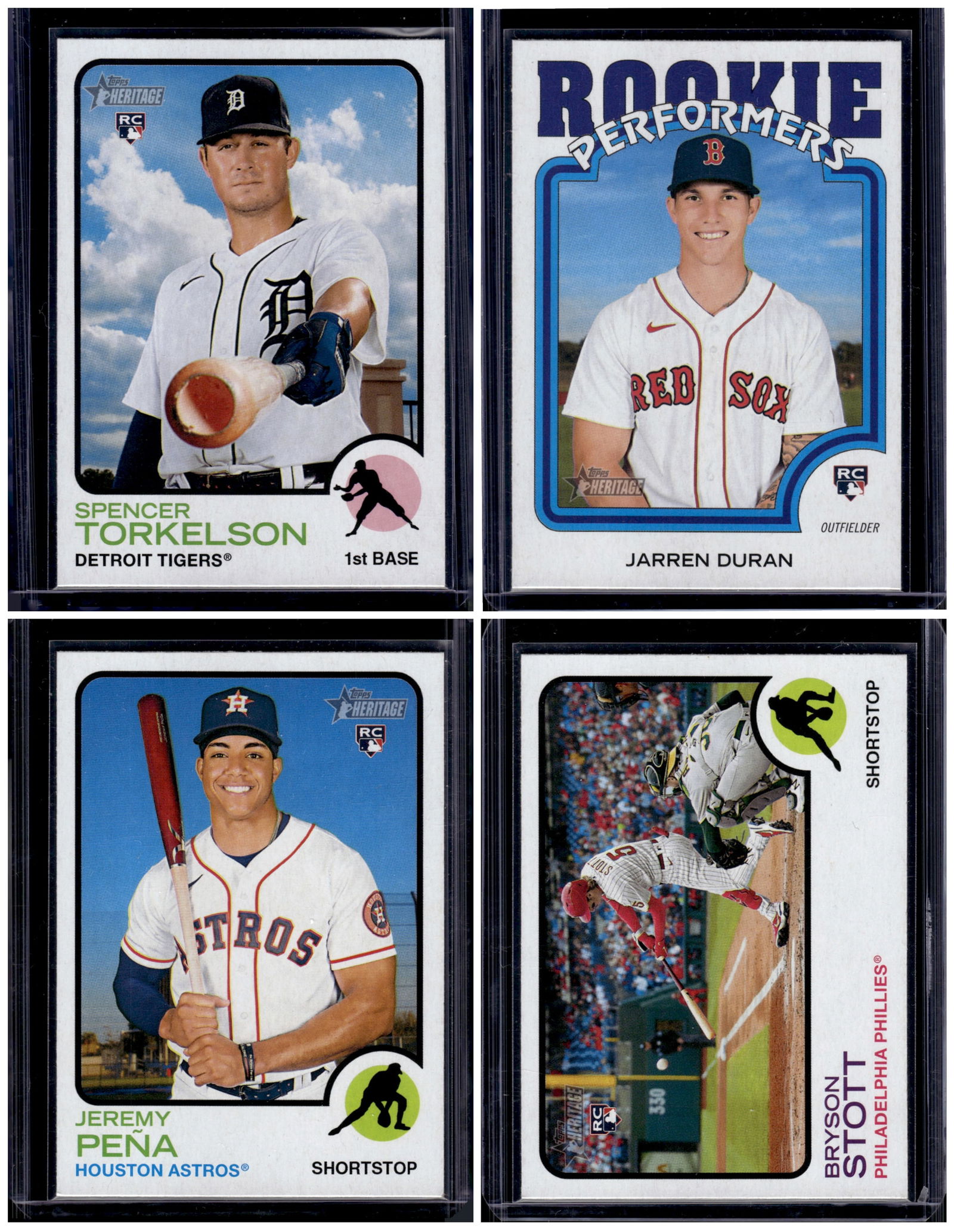 Lot of 4 2022 Topps Heritage Rookie Cards. Torkelson, Duran, Pena, Stott (1 of 2)