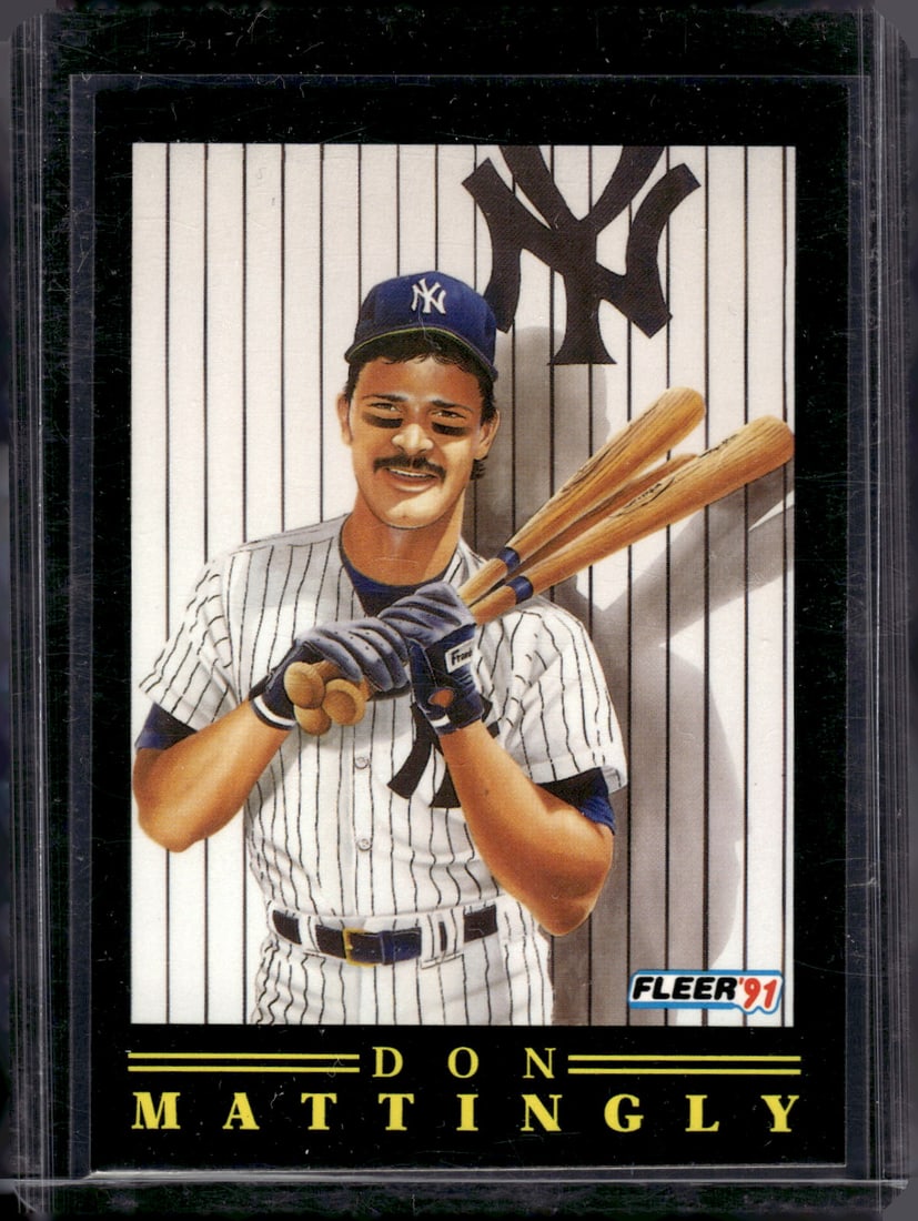 Don Mattingly Pro Vision 1991 Fleer #11 New York Yankees: Fleer Vintage Baseball MLB Trading & Sports Cards, Old Sports Cards for Sale Near Me, Auction Memorabilia Lots for Sale On Line, World Series & Hall of Fame Players