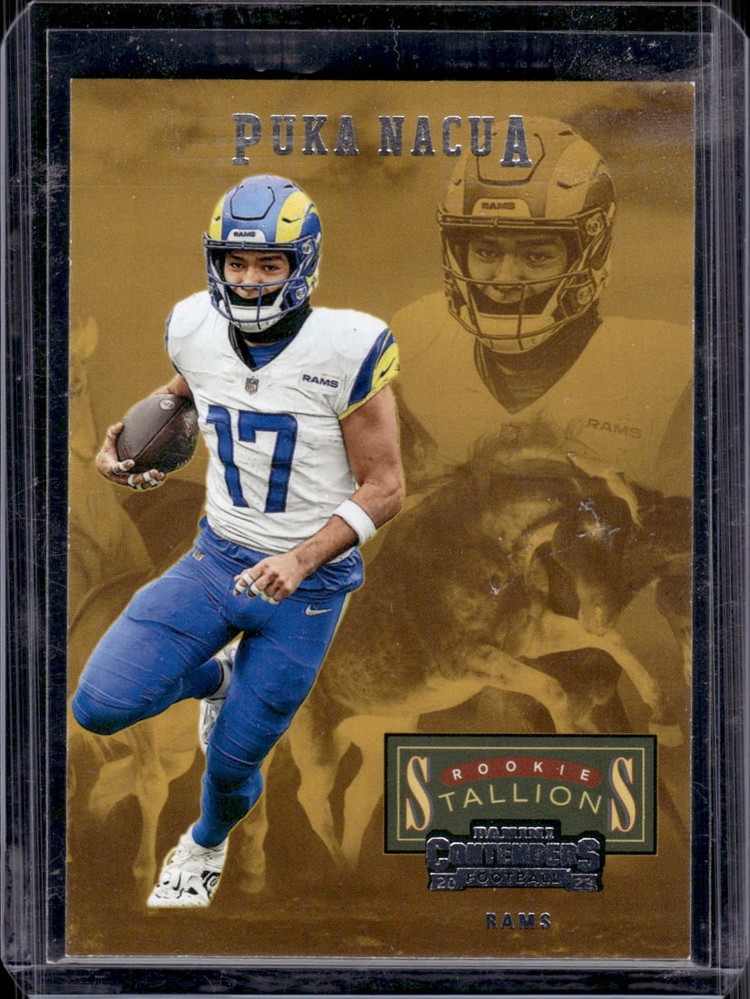 Puka Nacua Rookie Stallions 2023 Contenders #19 Los Angeles Rams: Panini Select, Prizm, Mosaic, Contenders, Zenith, Phoenix, Illusions, Absolute, Rookie NFL Sports Trading Cards, SP, SSP, Cards, Football Cards for Sale Near Me, Superbowl & Hall of Fame Player Cards,