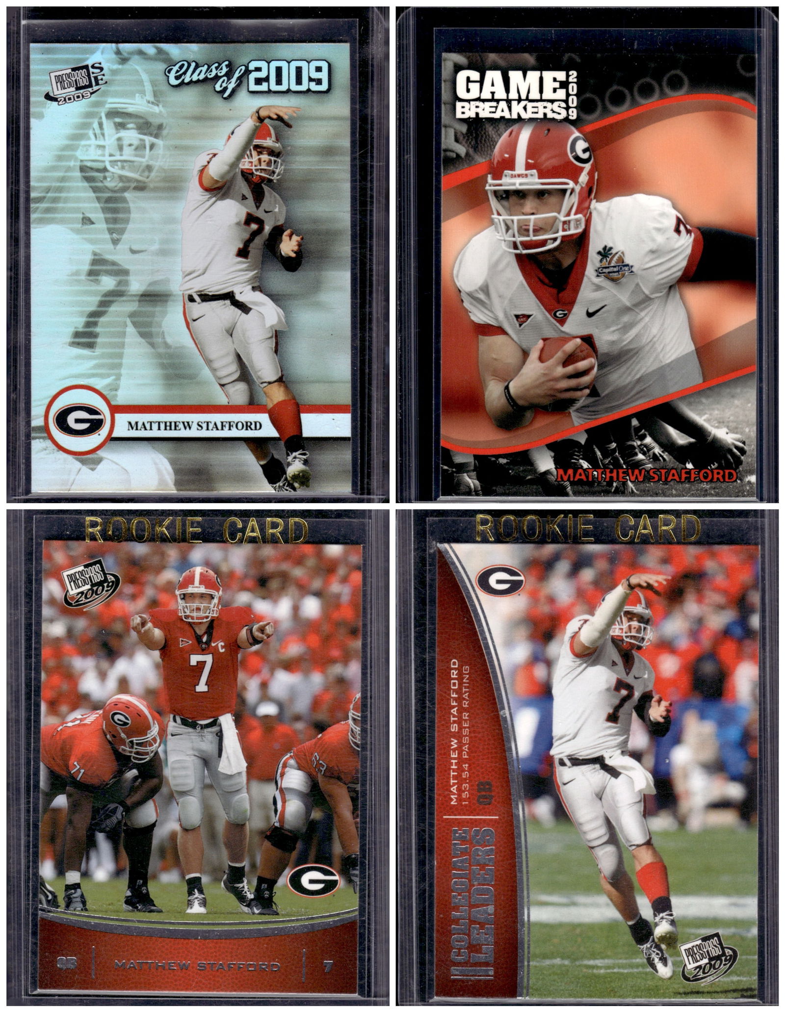 Lot of 4 Matthew Stafford Press Pass Rookie Cards. All Different, See Pictures: Panini Select, Prizm, Mosaic, Contenders, Zenith, Phoenix, Illusions, Absolute, Rookie NFL Sports Trading Cards, SP, SSP, Cards, Football Cards for Sale Near Me, Superbowl & Hall of Fame Player Cards,