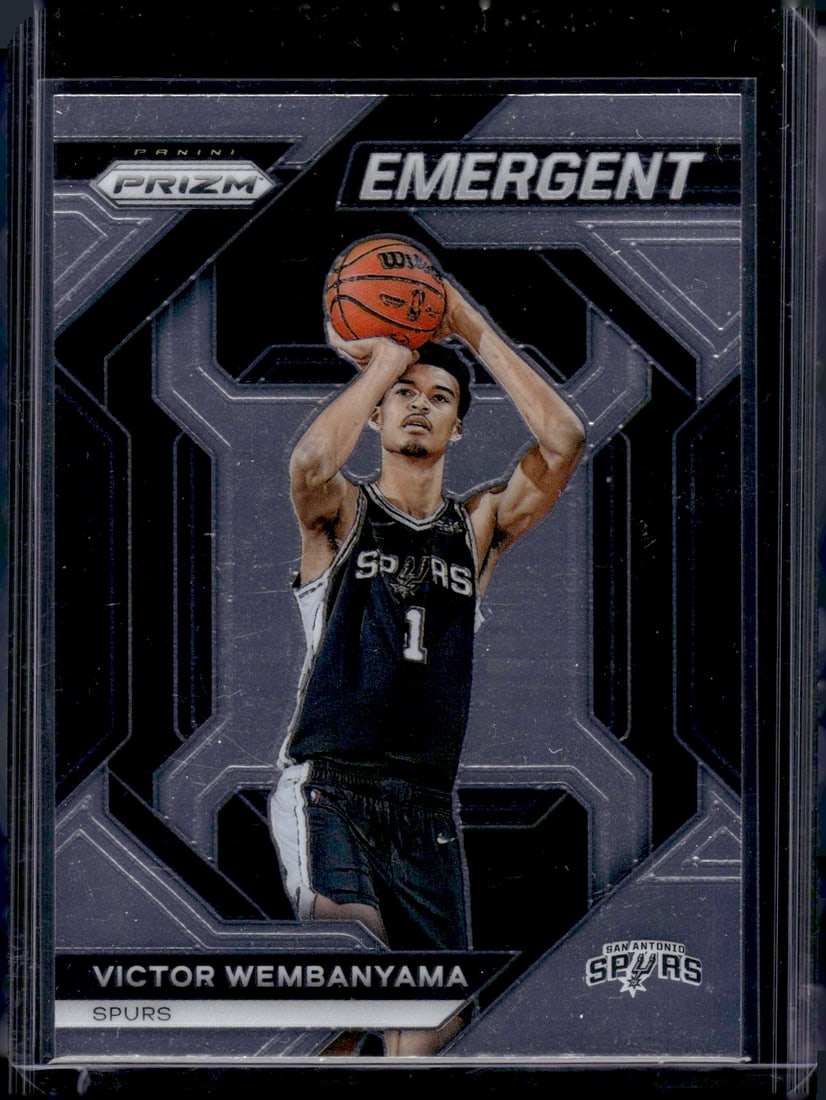 Victor Wembanyama Rookie Card Emergent 2023-24 Panini Prizm #12 Spurs: Panini Select, Prizm, Mosaic, Contenders, Revolution, Phoenix, NBA Hoops, Rookie NFL Sports Trading Cards, Silver, SP, SSP, Wave Prizms, Numbered Cards, Basketball sports Cards for Sale Near Me, NBA C