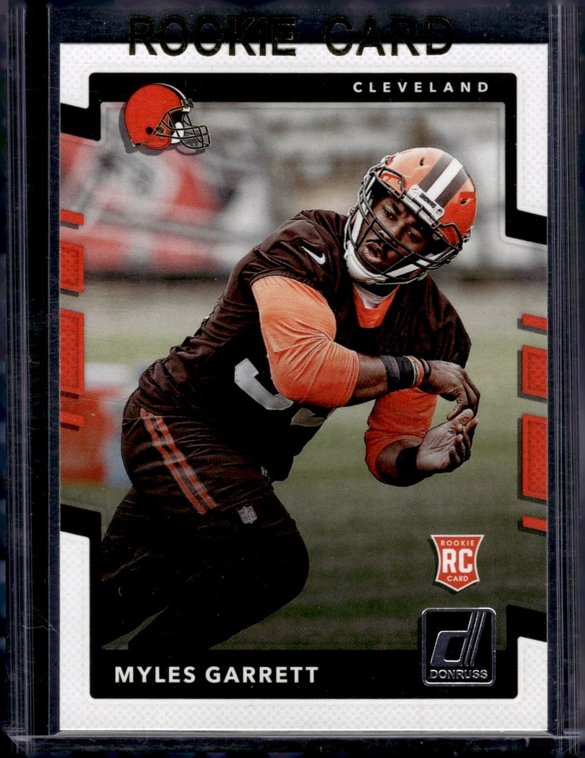Myles Garrett Rookie Card 2017 Donruss #356 Cleveland Browns: Panini Select, Prizm, Mosaic, Contenders, Zenith, Phoenix, Illusions, Absolute, Rookie NFL Sports Trading Cards, SP, SSP, Cards, Football Cards for Sale Near Me, Superbowl & Hall of Fame Player Cards,