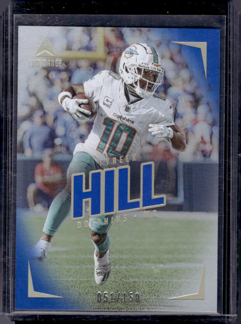 Tyreek Hill Blue /150 2024 Panini Luminance #44 Miami Dolphins: Panini Select, Prizm, Mosaic, Contenders, Zenith, Phoenix, Illusions, Absolute, Rookie NFL Sports Trading Cards, SP, SSP, Cards, Football Cards for Sale Near Me, Superbowl & Hall of Fame Player Cards,