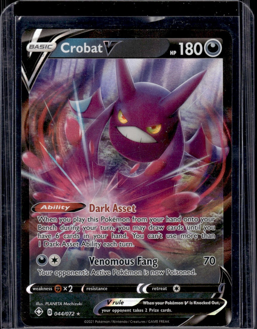 2021 Pokemon Shining Fates Crobat V Ultra Rare #44: Pokemon Trading Card Game Cards, Charizard, Pikachu, Mewtwo, Reverse Holo, Holo Rare, Secret Rare Cards, Full Art Cards, Eevee, Ultra Rare Card, Illustration Rare, Special Illustration Rare SIR