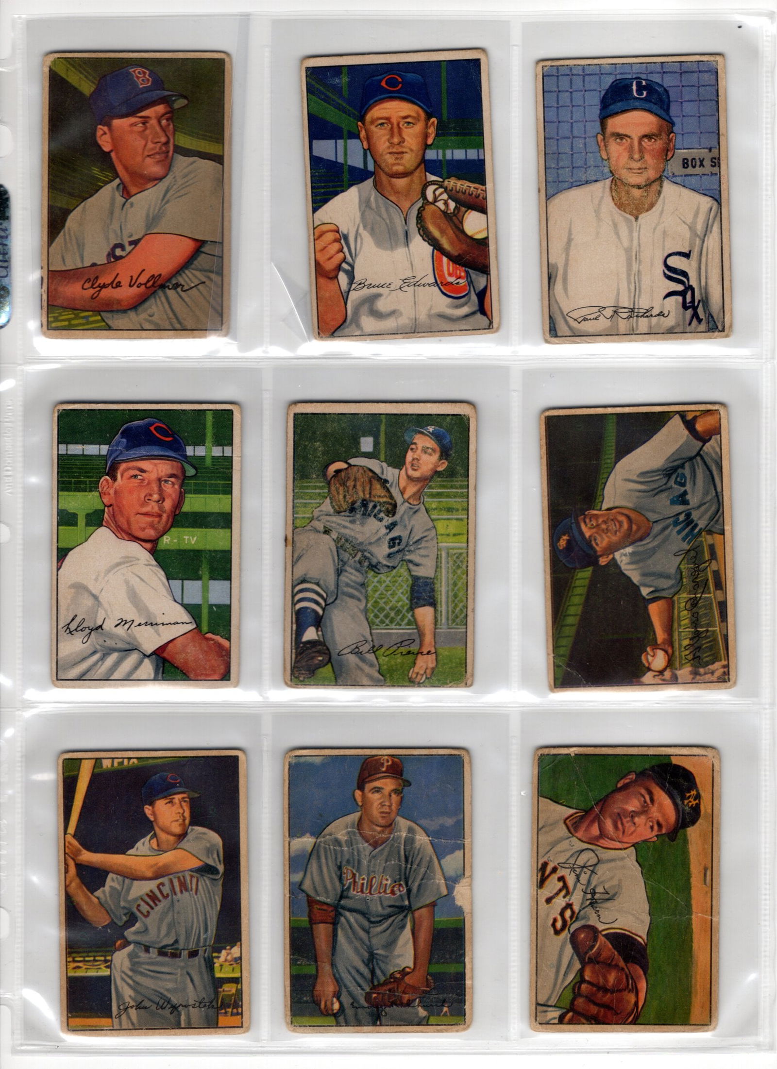 Lot of 9 1952 Bowman Vintage Baseball Cards. All Different, See Pictures For Condition (1 of 2)