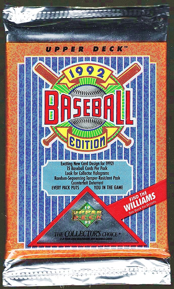 1992 Upper Deck Vintage Series 1 Baseball Card Retail box Wax Pack - MLB Sports Trading Card (1 of 1)