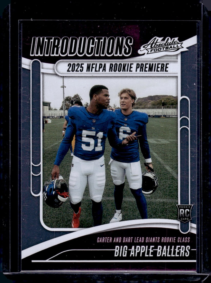 Jaxson Dart/Abdul Carter Rookie Card Introductions 2025 Absolute #I-ACR Giants: Panini Select, Prizm, Mosaic, Contenders, Zenith, Phoenix, Illusions, Absolute, Rookie NFL Sports Trading Cards, SP, SSP, Cards, Football Cards for Sale Near Me, Superbowl & Hall of Fame Player Cards,