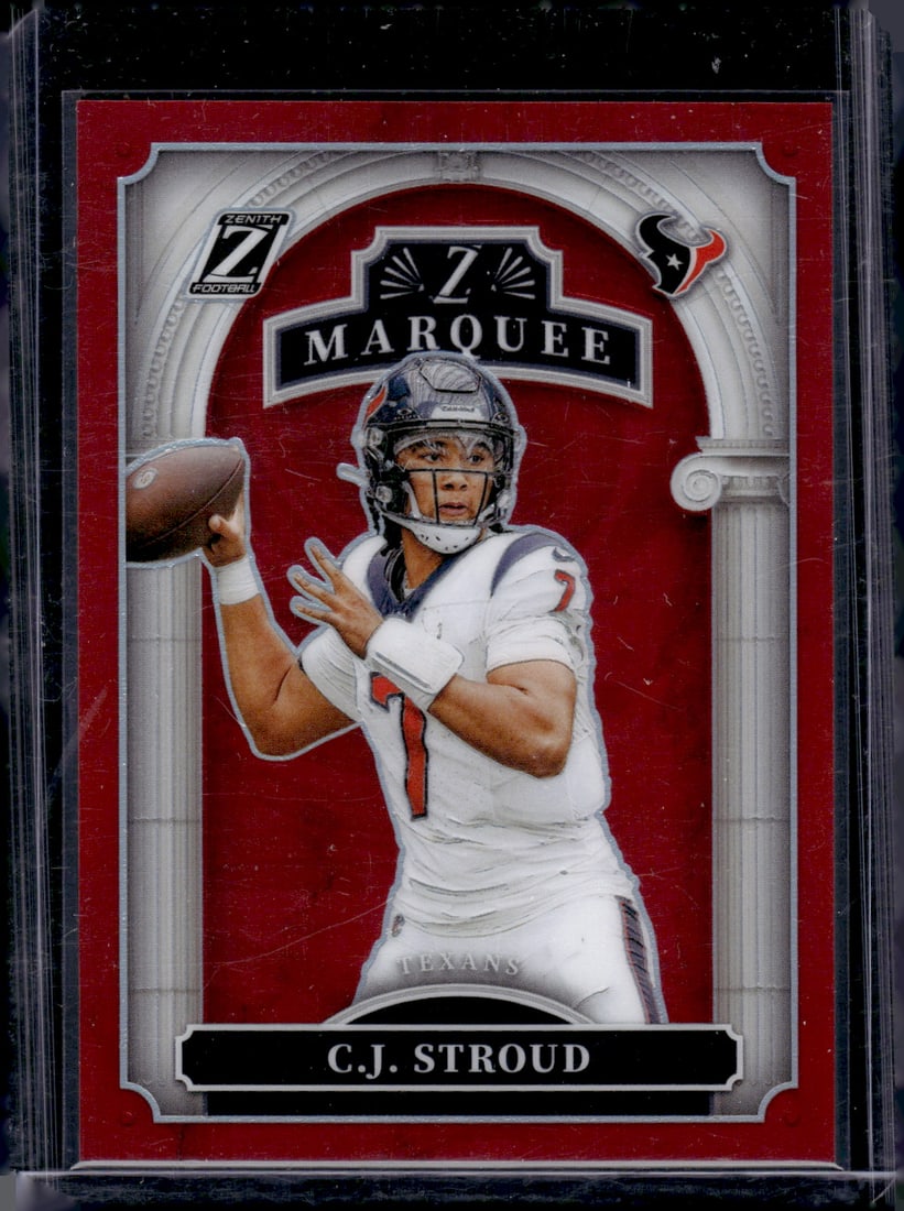 Cj Stroud Z Marquee Red /49 2024 Panini Zenith #20 Houston Texans: Panini Select, Prizm, Mosaic, Contenders, Zenith, Phoenix, Illusions, Absolute, Rookie NFL Sports Trading Cards, SP, SSP, Cards, Football Cards for Sale Near Me, Superbowl & Hall of Fame Player Cards,