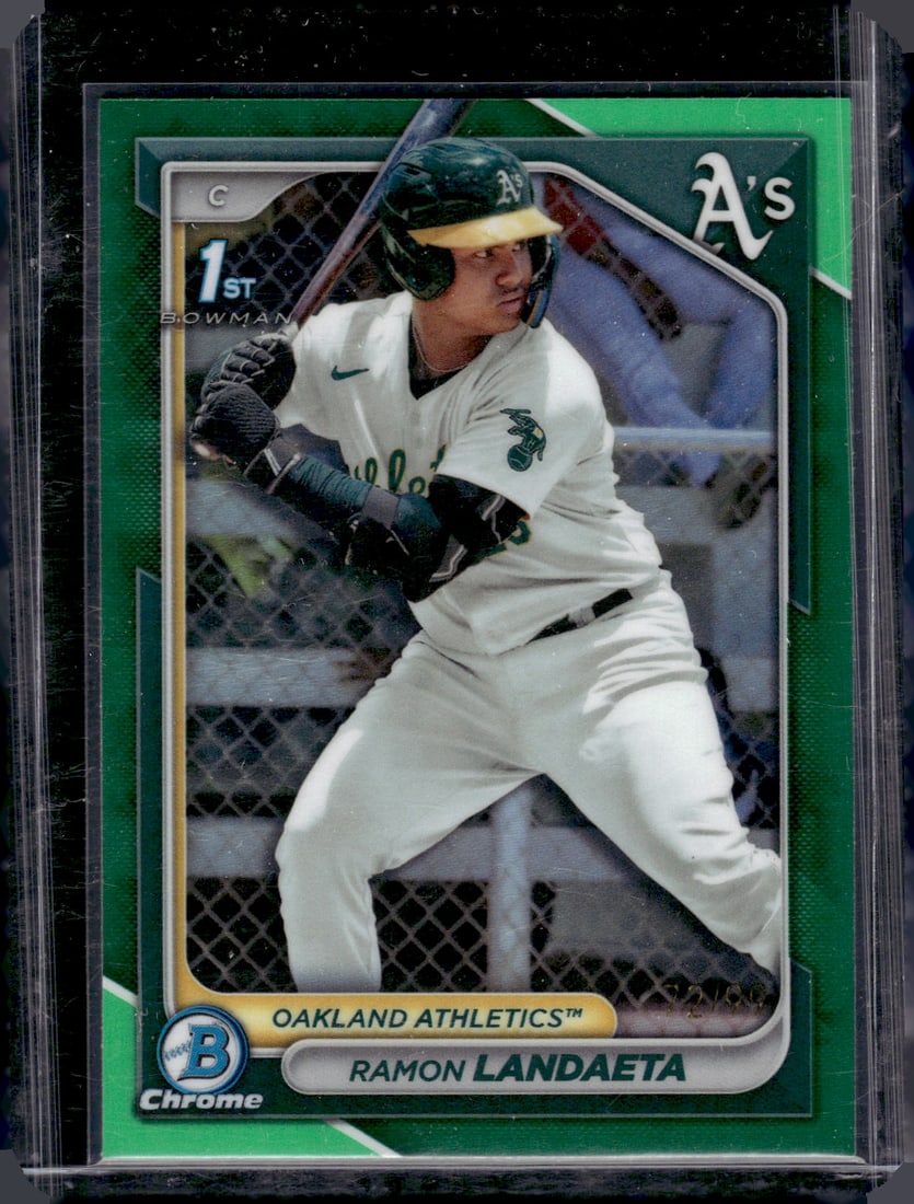 Ramon Landaeta 1st Bowman Green Refractor /99 2024 Bowman Chrome #BCP-28 A's (1 of 2)