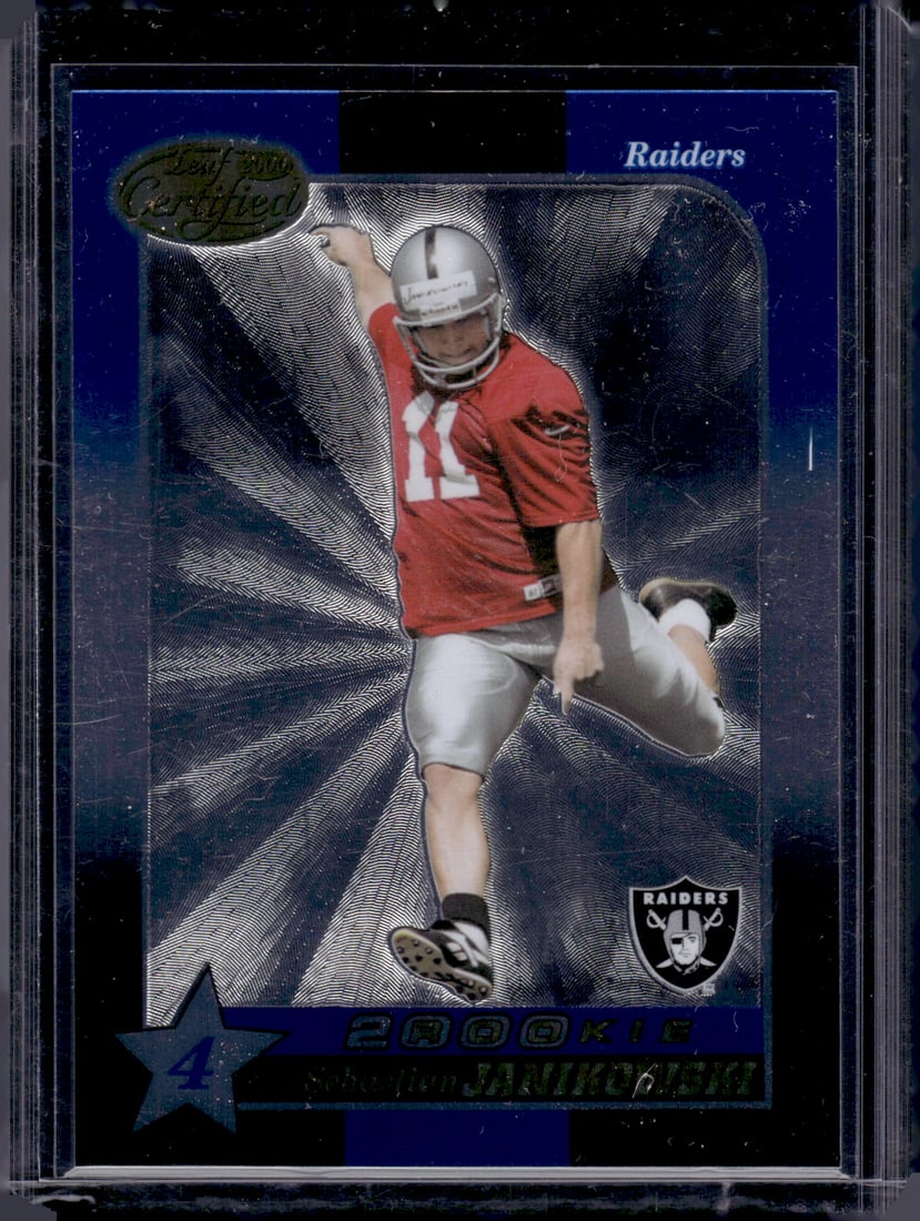 Sebastian Janikowski Rookie Card /1500 2000 Leaf Certified #212 Raiders: Leaf, Vintage Football NFL Trading Cards, Old Sports Cards for Sale Near Me, Hall of Fame & Super Bowl Player Cards, Auction Memorabilia Lots for Sale on Line