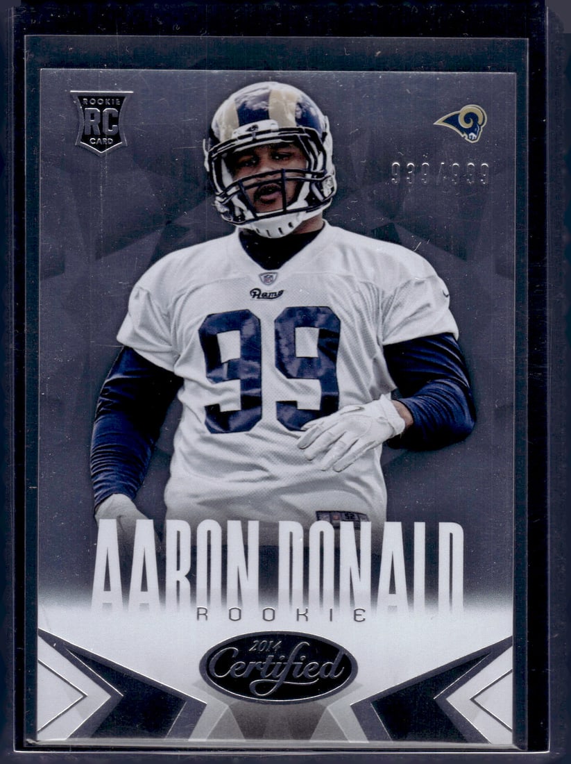 Aaron Donald Rookie Card /999 2014 Panini Certified #101 Rams: Panini Select, Prizm, Mosaic, Contenders, Zenith, Phoenix, Illusions, Absolute, Rookie NFL Sports Trading Cards, SP, SSP, Cards, Football Cards for Sale Near Me, Superbowl & Hall of Fame Player Cards,