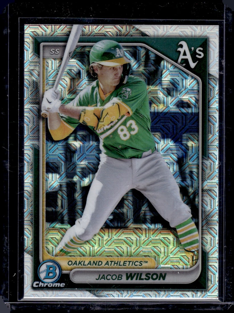 Jacob Wilson Prospects Mojo Refractor 2024 Bowman Chrome #BCP-205 Oakland A's: Bowman Baseball MLB Trading & Sports Cards, Sports Cards for Sale Near Me, World Series & Hall of Fame Players, SP, SSP, Chrome, 1st Bowman, Auction Memorabilia Lots Sold On Line
