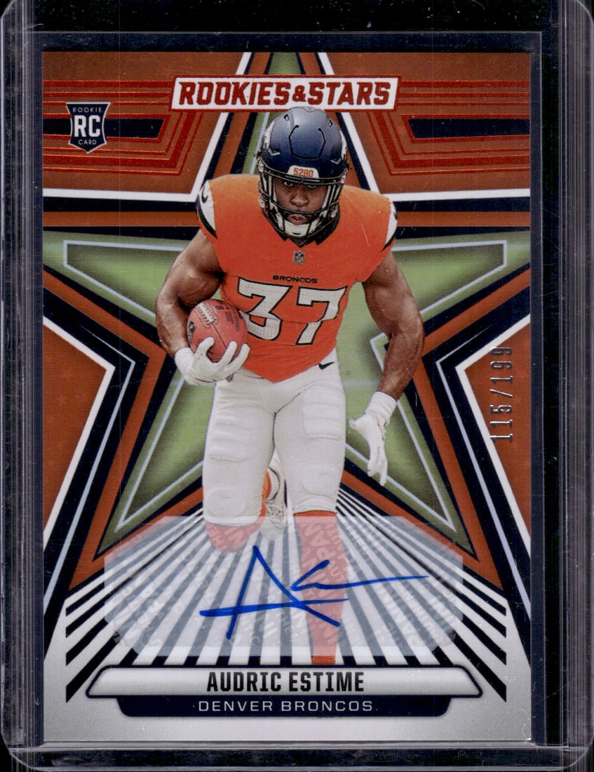 Audric Estime Rookie Auto Orange /199 2024 Rookies & Stars #105 Broncos, Saints (1 of 2)