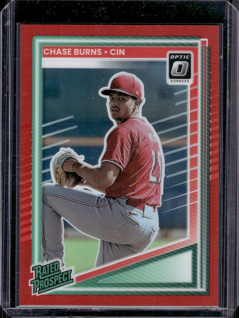 Chase Burns Rated Prospect Red Prizm /99 2025 Donruss Optic #146 Reds (1 of 2)