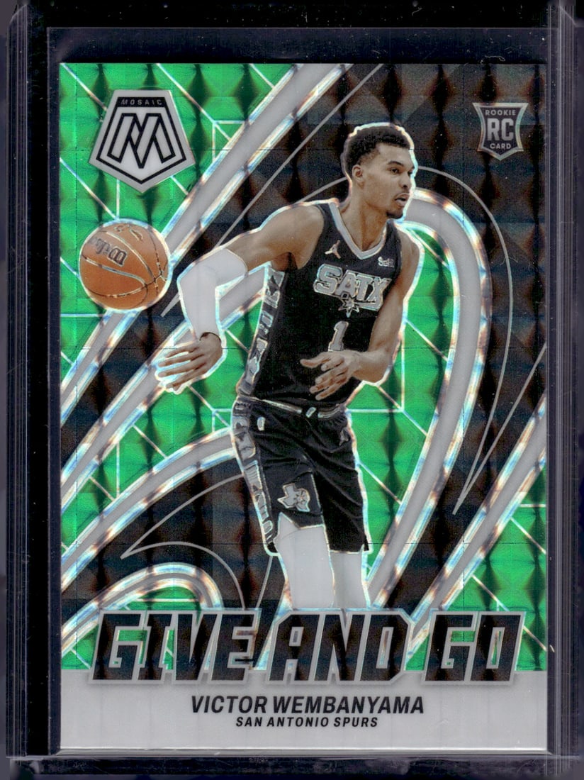 Victor Wembanyama Rookie Card Give and Go Green Mosaic Prizm 2023-24 Mosaic #12 (1 of 2)