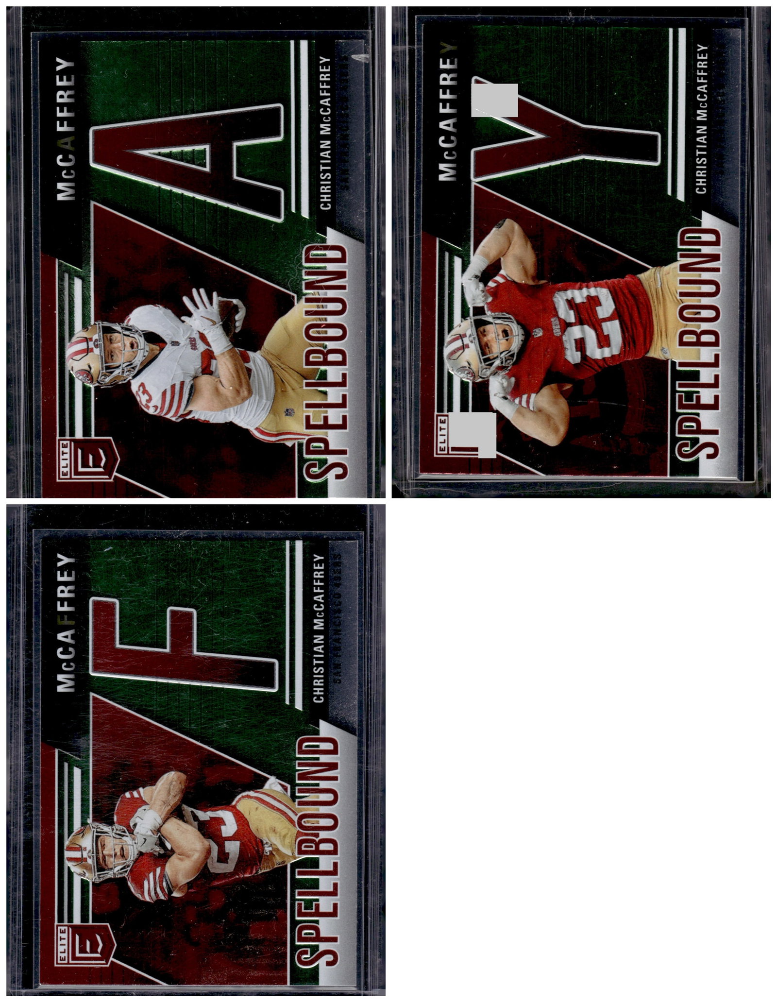 Lot of 3 Christian McCaffrey Spellbound Green 2024 Donruss Elite. All Different, See Pics (1 of 2)