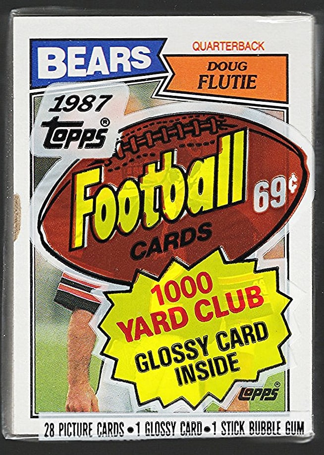 1987 Topps Series 1 Football Sealed Cello Fat Pack, Doug Flutie on Front, Joe Klecko on Back (1 of 2)