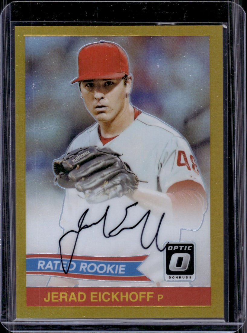 Jerad Eickhoff Gold Rookie Auto /5 2016 Donruss Optic #84-JE (1 of 2)