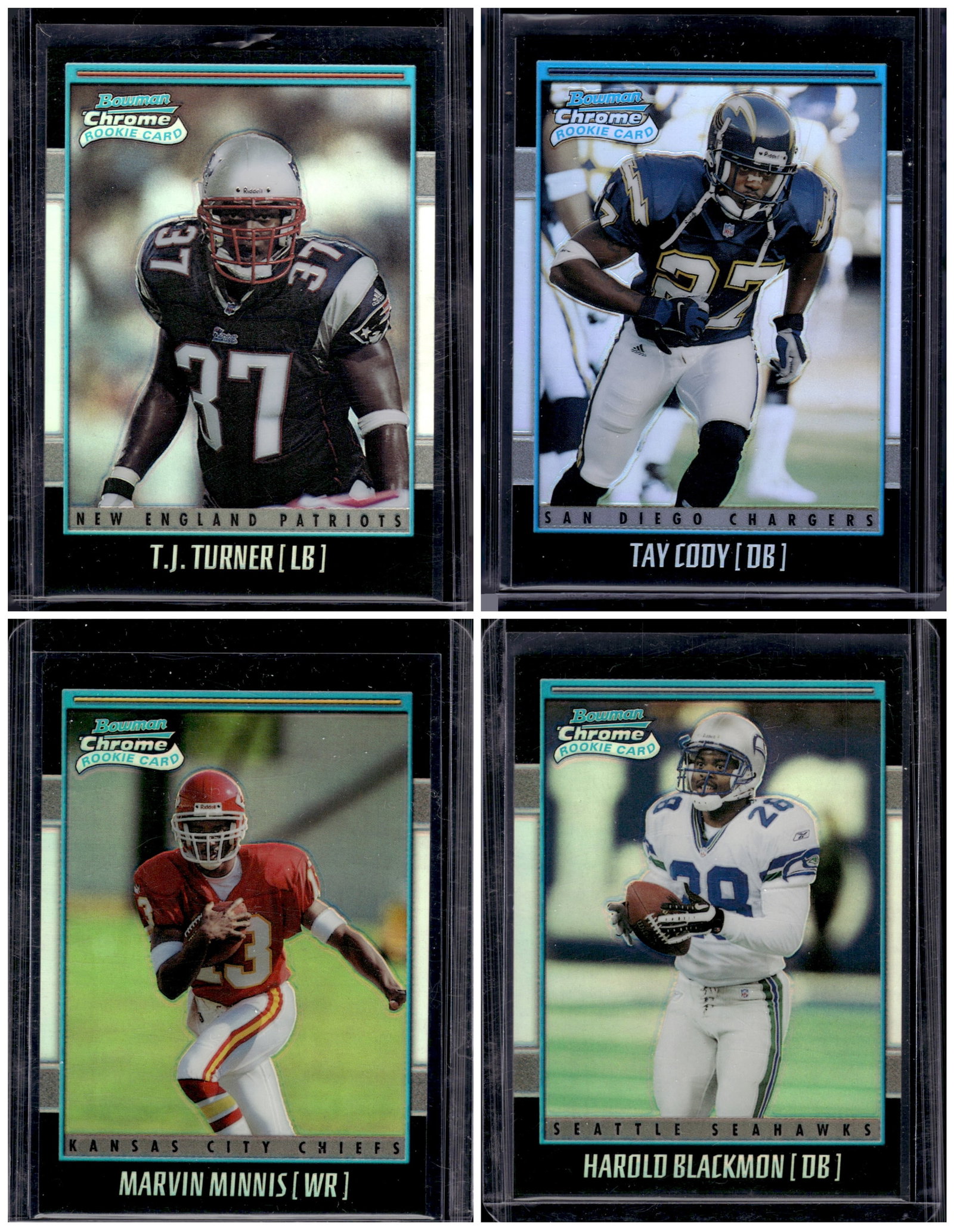 Lot of 4 2001 Bowman Chrome NFL Refractor Rookie Cards /1999. All Different, See Pics (1 of 2)