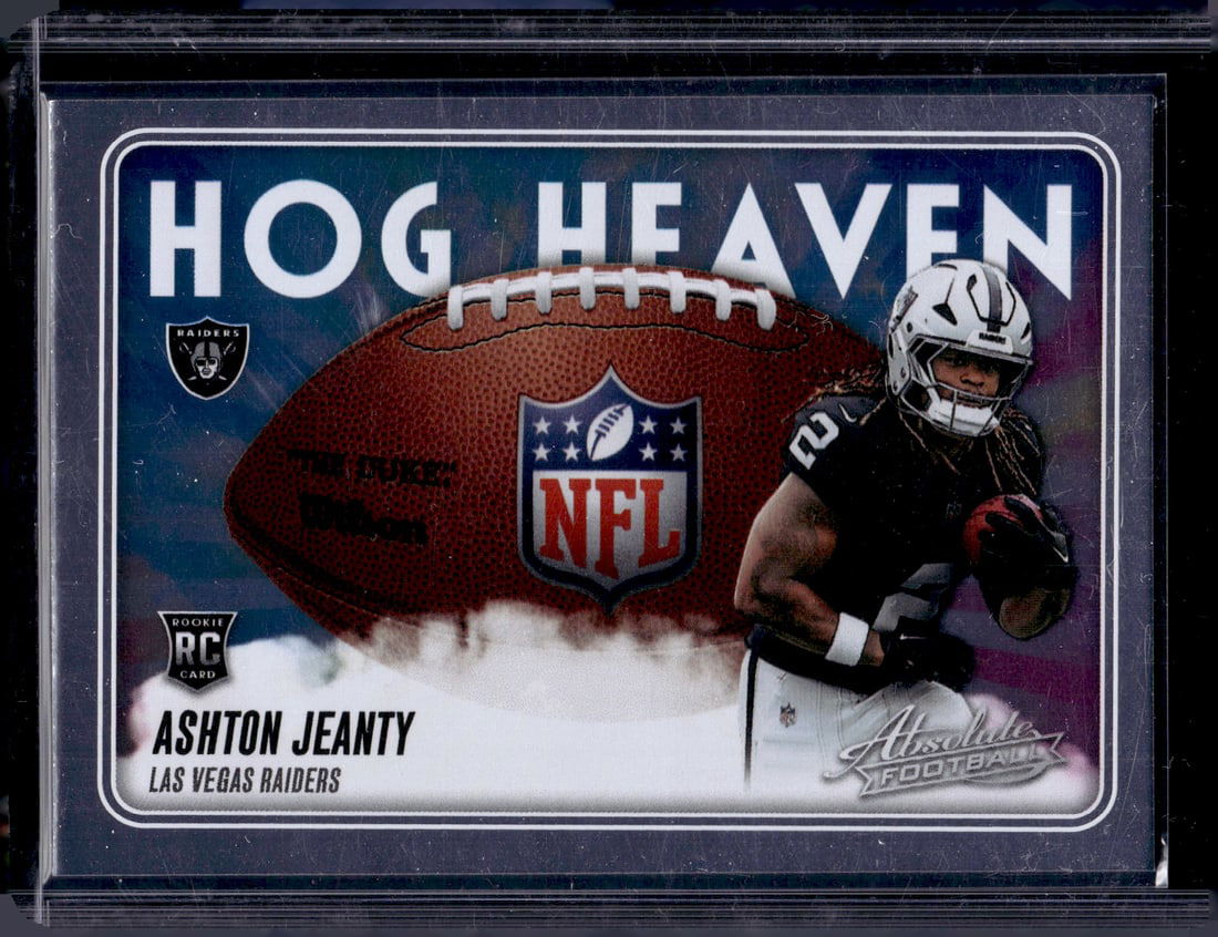 Ashton Jeanty Rookie Card Hog Heaven 2025 Absolute #HH-AJY Las Vegas Raiders: Panini Select, Prizm, Mosaic, Contenders, Zenith, Phoenix, Illusions, Absolute, Rookie NFL Sports Trading Cards, SP, SSP, Cards, Football Cards for Sale Near Me, Superbowl & Hall of Fame Player Cards,