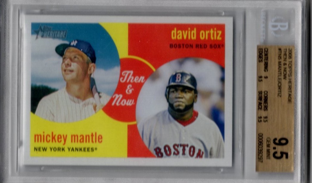 Mickey Mantle/David Ortiz Then & Now 2008 Topps Heritage #TN5 BGS 9.5 Gem Mint: Topps Baseball MLB Trading & Sports Cards, Sports Cards for Sale Near Me, World Series & Hall of Fame Players Memorabilia, Refractors, X-Fractors, Numbered, SP, SSP, Valuable Auction Memorabilia Lots