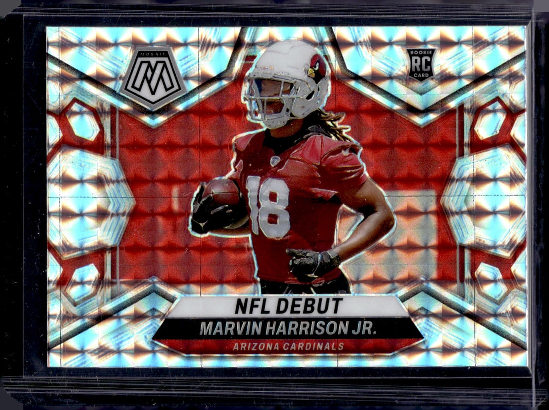 Marvin Harrison Jr. Rookie Card Silver Mosaic Prizm 2024 Mosaic #283 Arizona Cardinals: Panini Select, Prizm, Mosaic, Contenders, Zenith, Phoenix, Illusions, Absolute, Rookie NFL Sports Trading Cards, SP, SSP, Cards, Football Cards for Sale Near Me, Superbowl & Hall of Fame Player Cards,