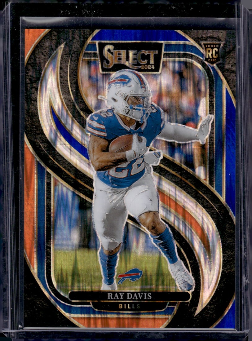 Ray Davis Rookie Card Orange/Blue Shock /35 2024 Select #189 Buffalo Bills: Panini Select, Prizm, Mosaic, Contenders, Zenith, Phoenix, Illusions, Absolute, Rookie NFL Sports Trading Cards, SP, SSP, Cards, Football Cards for Sale Near Me, Superbowl & Hall of Fame Player Cards,