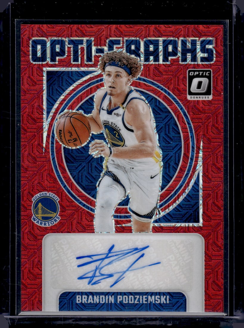Brandin Podziemski Red Opti-Graphs Auto 2024-25 Donruss Optic #OG-POD Warriors (1 of 2)