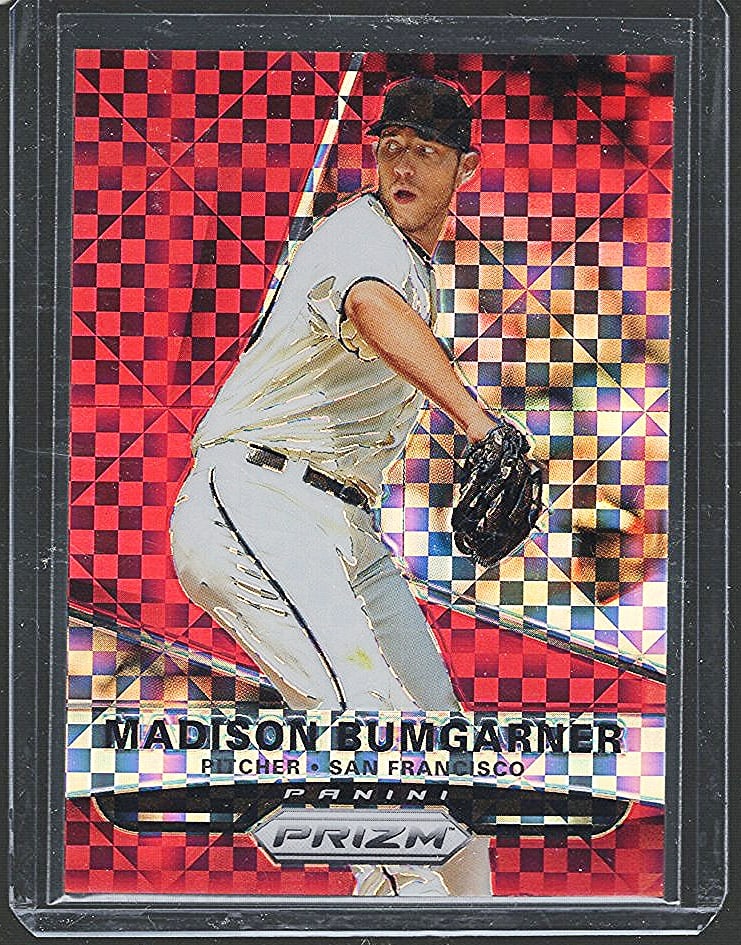 Madison Bumgarner #41/125 Red Checkerboard Holo Prizm 2015 Panini Prizm #3: Panini Baseball MLB Trading & Sports Cards, Sports Cards for Sale Near Me, Prizm, Mosaic, Select, SP, SSP, Auction Memorabilia Lots for Sale On Line, World Series & Hall of Fame Players