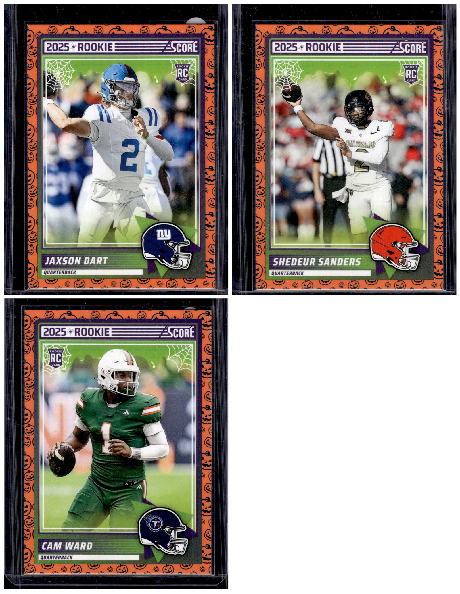 Lot of 3 2025 Score A Treat NFL QB Rookie Cards. Dart, Sanders, Ward: Panini Select, Prizm, Mosaic, Contenders, Zenith, Phoenix, Illusions, Absolute, Rookie NFL Sports Trading Cards, SP, SSP, Cards, Football Cards for Sale Near Me, Superbowl & Hall of Fame Player Cards,
