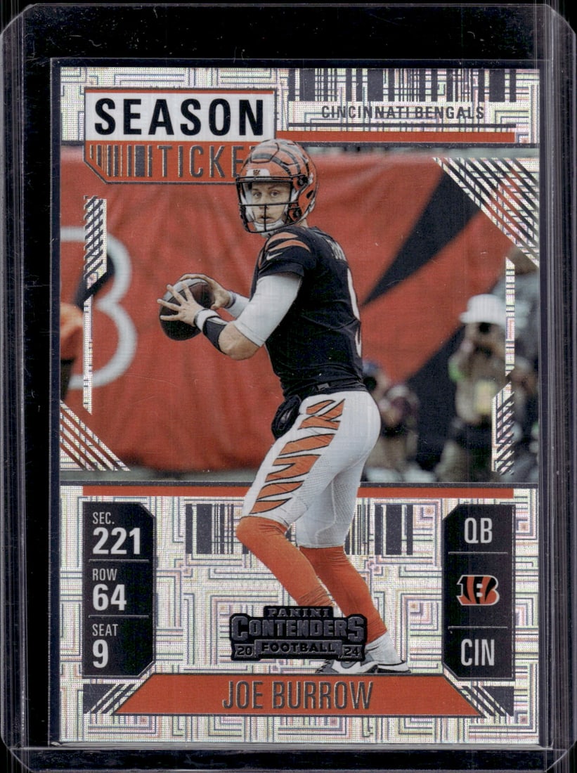 Joe Burrow Season Ticket Hobby Mojo 2024 Contenders #20 Bengals: Panini Select, Prizm, Mosaic, Contenders, Zenith, Phoenix, Illusions, Absolute, Rookie NFL Sports Trading Cards, SP, SSP, Cards, Football Cards for Sale Near Me, Superbowl & Hall of Fame Player Cards,
