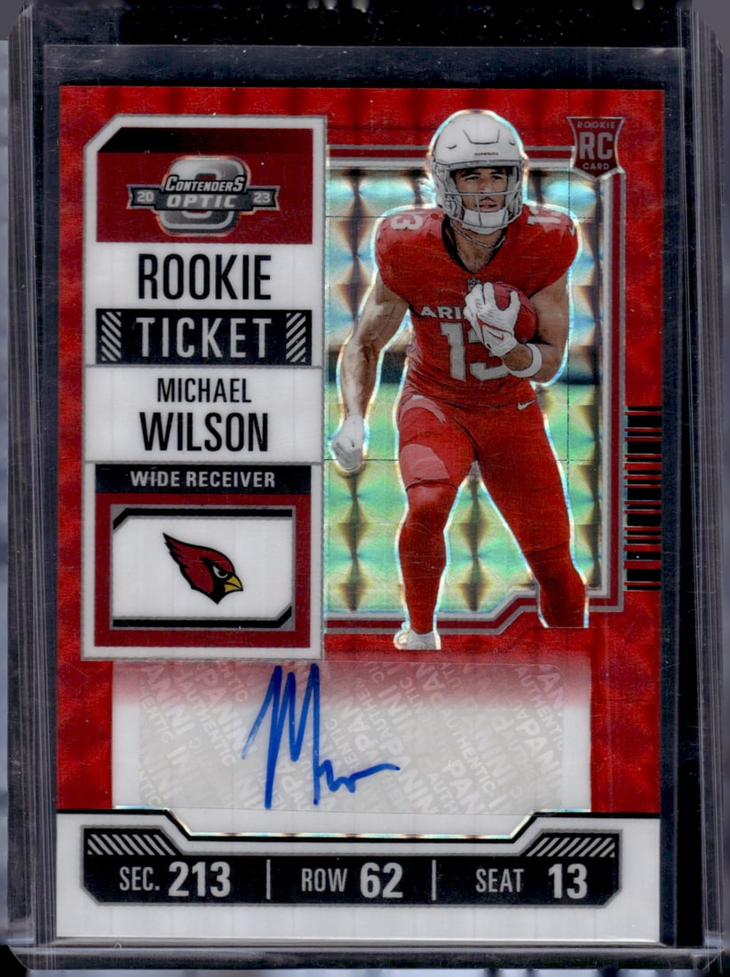 Michael Wilson Rookie Ticket Auto /23 2023 Contenders Optic #102 Cardinals (1 of 2)