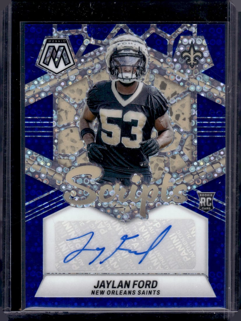 Jaylan Ford Blue No Huddle Rookie Auto 2024 Mosaic #RS-JFD New Orleans Saints (1 of 2)