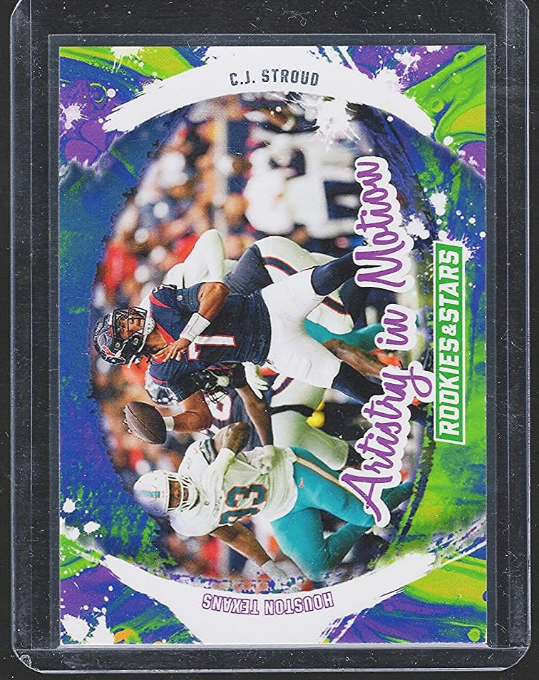 C.J. Stroud Artistry In Motion 2024 Panini Rookies & Stars #AIM-CSD: Panini Select, Prizm, Mosaic, Contenders, Zenith, Phoenix, Illusions, Absolute, Rookie NFL Sports Trading Cards, SP, SSP, Cards, Football Cards for Sale Near Me, Superbowl & Hall of Fame Player Cards,