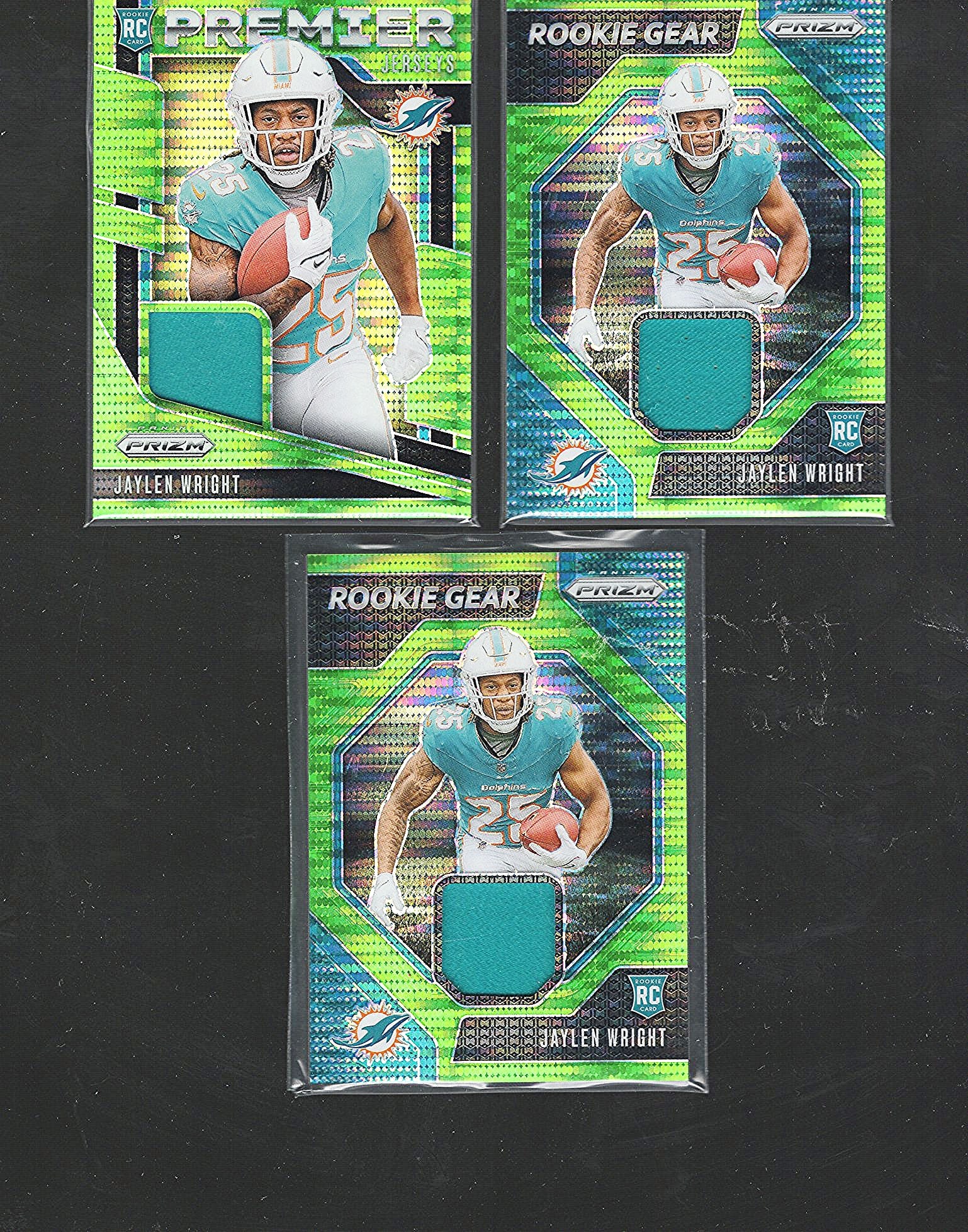 3 - Jaylen Wright Rookie Jersey Patch Cards 2024 Panini Prizm NFL Trading Cards (1 of 2)