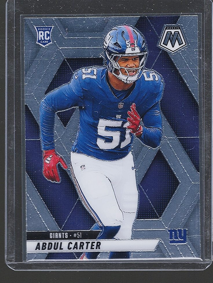Abdul Carter Rookie Card 2025 Panini Mosaic #317: Panini Select, Prizm, Mosaic, Contenders, Zenith, Phoenix, Illusions, Absolute, Rookie NFL Sports Trading Cards, SP, SSP, Cards, Football Cards for Sale Near Me, Superbowl & Hall of Fame Player Cards,