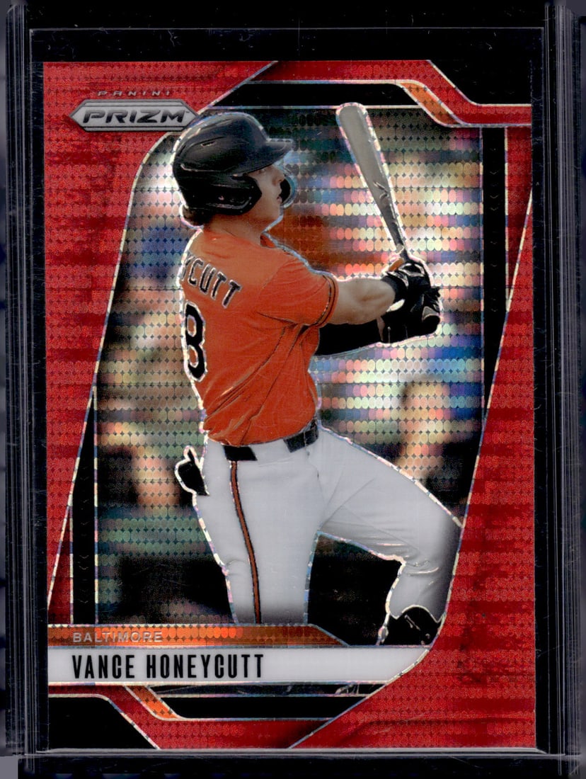 Vance Honeycutt Red Pulsar Prizm /399 2025 Panini Prizm #209 Balitmore Orioles: Panini Baseball MLB Trading & Sports Cards, Sports Cards for Sale Near Me, Prizm, Mosaic, Select, SP, SSP, Auction Memorabilia Lots for Sale On Line, World Series & Hall of Fame Players