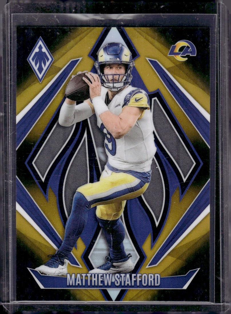 Matthew Stafford Gold Fade /125 2024 Panini Phoenix #106 Los Angeles Rams: Panini Select, Prizm, Mosaic, Contenders, Zenith, Phoenix, Illusions, Absolute, Rookie NFL Sports Trading Cards, SP, SSP, Cards, Football Cards for Sale Near Me, Superbowl & Hall of Fame Player Cards,