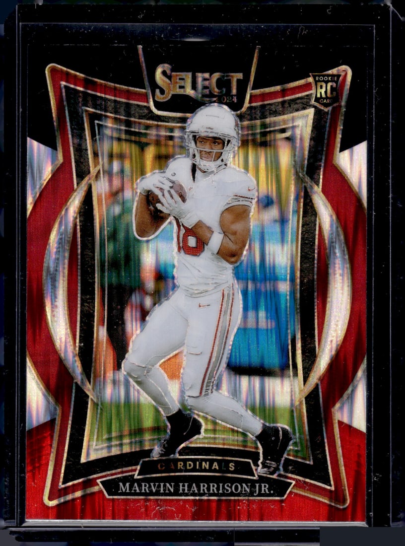 Marvin Harrison Jr. Rookie Card Black/Red Shock Prizm 2024 Select #28 Arizona Cardinals: Panini Select, Prizm, Mosaic, Contenders, Zenith, Phoenix, Illusions, Absolute, Rookie NFL Sports Trading Cards, SP, SSP, Cards, Football Cards for Sale Near Me, Superbowl & Hall of Fame Player Cards,