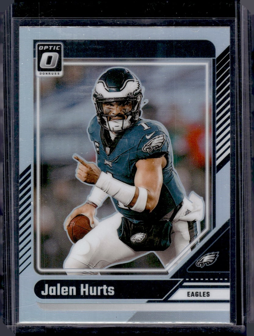 Jalen Hurts Holo Prizm 2024 Donruss Optic #158 Philadelphia Eagles: Donruss Football NLF Trading & Sports Cards, Sports Cards for Sale Near Me, Valuable Memorabilia Auction Lots Sold On Line, SP, SSP