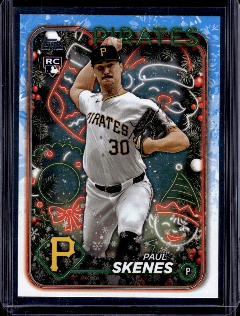 Paul Skenes Rookie Card 2024 Topps Holiday #H165 Pittsburgh Pirates: Topps Baseball MLB Trading & Sports Cards, Sports Cards for Sale Near Me, World Series & Hall of Fame Players Memorabilia, Refractors, X-Fractors, Numbered, SP, SSP, Valuable Auction Memorabilia Lots 
