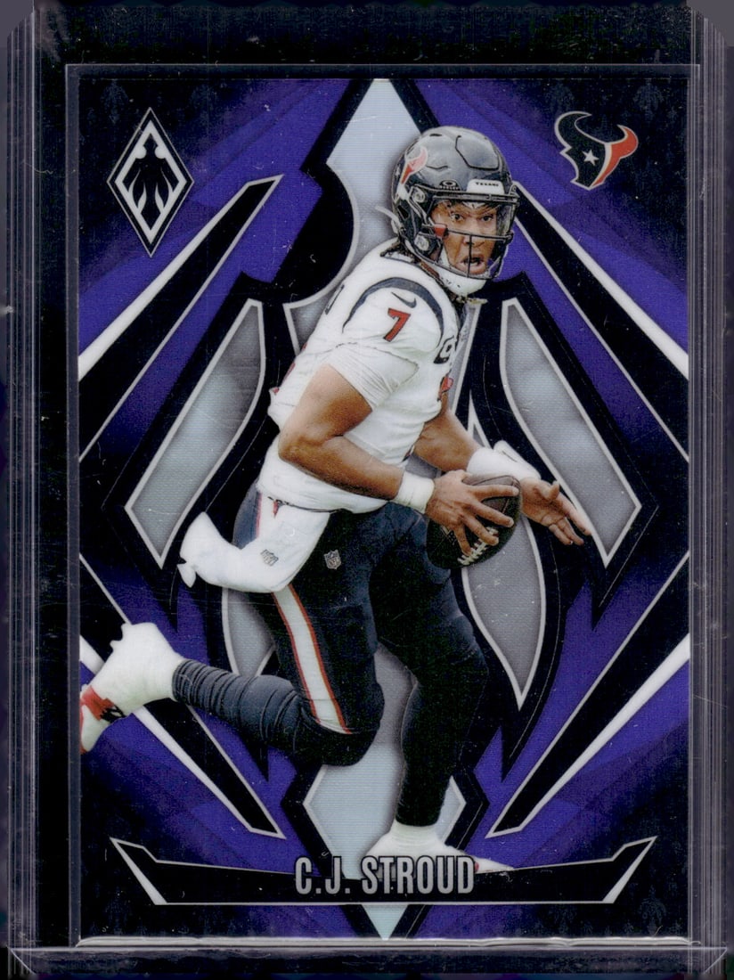 Cj Stroud Purple Fade 2024 Panini Phoenix #20 Houston Texans: Panini Select, Prizm, Mosaic, Contenders, Zenith, Phoenix, Illusions, Absolute, Rookie NFL Sports Trading Cards, SP, SSP, Cards, Football Cards for Sale Near Me, Superbowl & Hall of Fame Player Cards,
