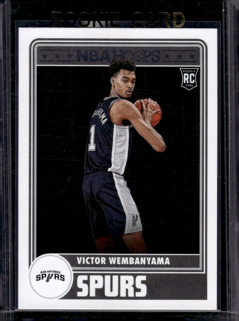 Victor Wembanyama Rookie Card 2023-24 NBA Hoops #298 San Antonio Spurs: Panini Select, Prizm, Mosaic, Contenders, Revolution, Phoenix, NBA Hoops, Rookie NFL Sports Trading Cards, Silver, SP, SSP, Wave Prizms, Numbered Cards, Basketball sports Cards for Sale Near Me, NBA C