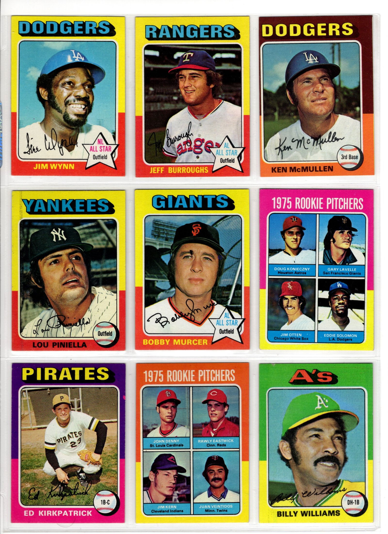 Lot of 9 1975 Topps Vintage Baseball Cards. All Different, See Pictures for Condition (1 of 2)