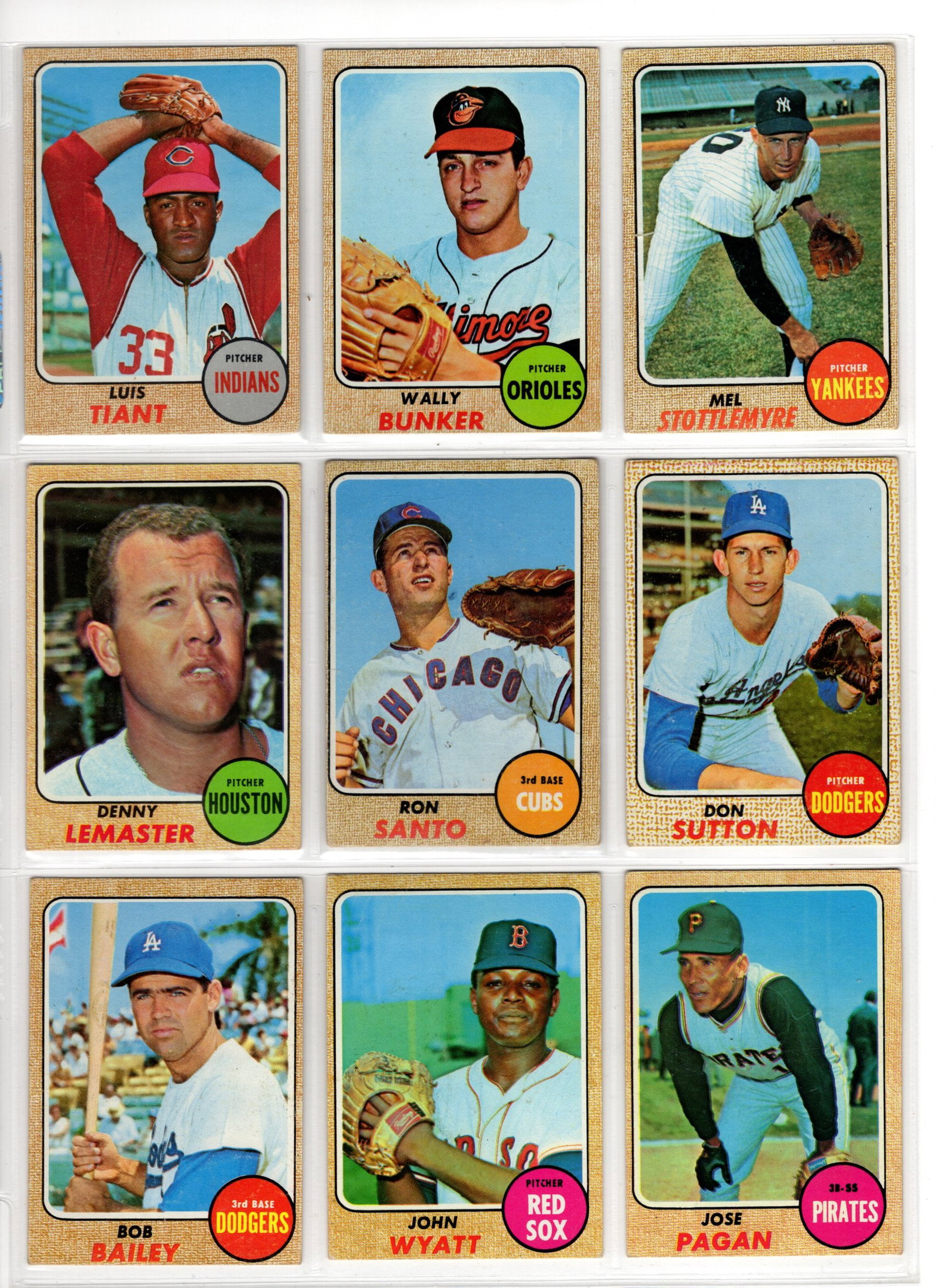 Lot of 9 1968 Topps Vintage Baseball Cards. All Different, See Pictures for Condition (1 of 2)