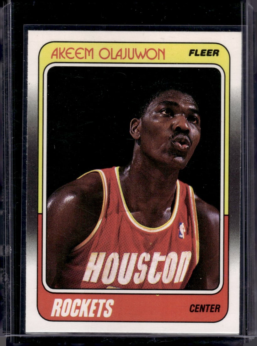 Hakeem Olajuwon 1988-89 Fleer #53 Houston Rockets: Fleer Vintage Basketball NBA Trading & Sports Cards, NBA Championship & Hall of Fame Player Cards, Valuable Auction Memorabilia Lots Sold On Line, Old Sports Cards for Sale Near Me
